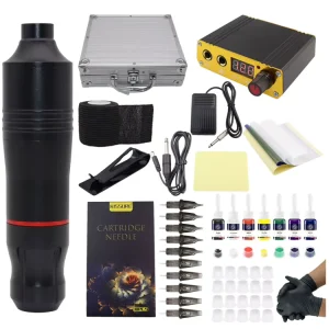 Tattoo Pen Set for Liner&Shader 7 Bottle Ink Microblading Eyebrow Machine Tattoo Kit Tattoo Set