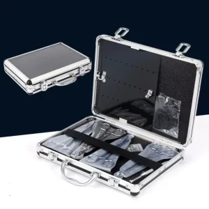 Tattoo Piercing Kit Portable Aluminum Alloy Storage Box Transparent Lid Perforated Jewelry Storage Box