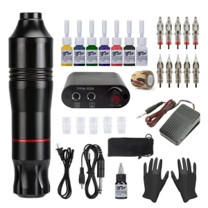 Tattoo Set RCA Hook Eyebrow Skin Beauty Power Supply Ink Transfer Paper Pedal Needle Cartridge Tattoo Kit