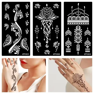 Tattoo Stencil Set Reusable Indian Henna Pattern Tattoo Templates Kit for Creative Body Art Parties Special Occasions