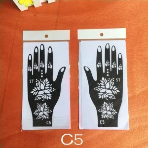 Tattoo Stencil Templates Reusable Henna Hand Temporary Tattoo Self Adhesive Tattoo Sticker for Hand Face Body Art Paint Stencil