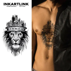 Tattoo Sticker for Body Paper Tattoo Sticker Lion Crown Waterproof Eco-friendly Long Lasting 15 Days Bulk