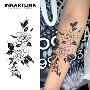 Tattoo Sticker for Body Paper Tattoo Sticker Rose Butterfly Waterproof Eco friendly Long Lasting 15 Days Bulk