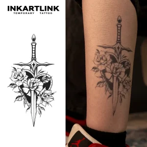 Tattoo Sticker for Body Paper Tattoo Sticker Sword Rose Heart Waterproof Eco-friendly Long Lasting 15 Days Bulk