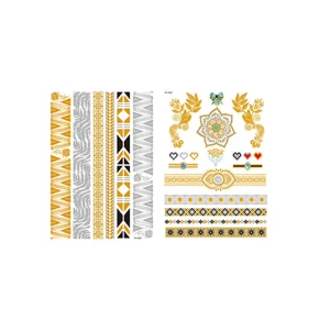 Tattoo Sticker for Women Men Fashion Body Art Adults Waterproof Hand Tattoo Mehendi Stickers Henna Stencil