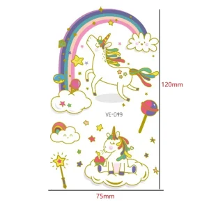 Tattoo Stickers Waterproof Cartoon Tattoo Sticker Gold unicorn Birthday Party Sticker for Kids