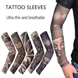 Tattoo Sun Sleeves Unisex Sun Guard Arm Seamless Ice Silk Fabric Sleeves UV Protection for Outdoor Sports