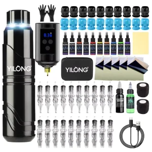 Tattoo Wireless Tattoo Battery With Tattoo Machine Gun Black Full Kit for Practice