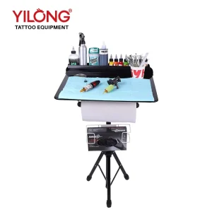 Tattoo Work Desk Adjustable Stainless Steel Professional Studio Station for Tattoo and Makeup Portable