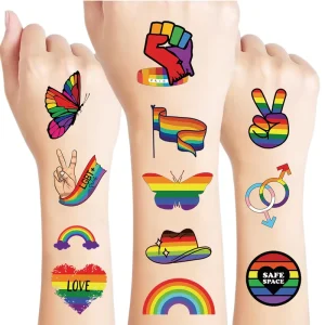 Temp Rainbow LGBT Rainbow Gay Pride Face Tattoos Sticker for Women Men Adult Equality Parades Celebration Rave Party Accessories