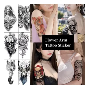 Temporary Adult 3D Intim Tattoo Sticker for Men Women Chest Lion Dragon Skull Wolf Head Waterproof Flower Arm Tattoo Stickers