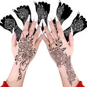 Temporary Body Art Tattoo Stencils Set Henna Hand Design on Paper and PVC Material