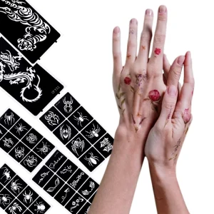 Temporary Eco Friendly White Paper Henna Tattoo Hands Sticker Pattern Carved Hollow for Body Arm