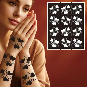 Temporary Floral Henna Tattoo Sticker PVC Material 29x23cm Waterproof Airbrush Template for Women Body Art