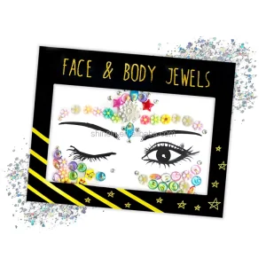 Temporary Flower Jewel Face Stickers Tattoo Adhesive Rhinestone Sticker Face Gems Jewels for Kids Girl Party Makeup