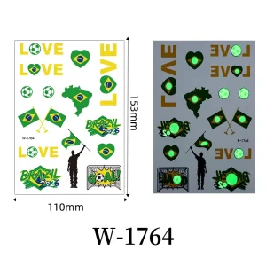 Temporary Glow-in-the-Dark Tattoo Stickers for Football Flag Game