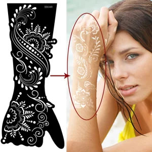 Temporary Hand Henna Art Tattoo Stencil Luxury Body Arm Hand Makeup Waterproof Henna Design Fake Tattoo Sticker