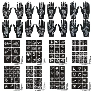 Temporary Henna Tattoo Template Body Art Black Reusable Lace Paper Tattoo Sticker EN71 Certified