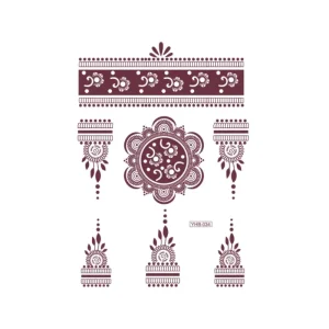 Temporary Long-Lasting Floral Skin-Safe Body Art Brown Henna Tattoo