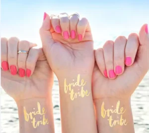 Temporary Metallic Gold Eco-friendly Bride Tattoos High Quality Bride Tribe Bachelorette Party Tattoo Sticker
