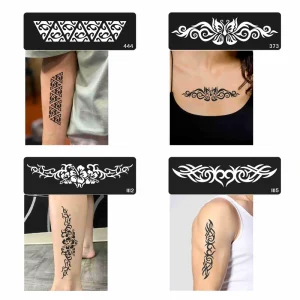 Temporary Reusable Glitter PVC Tattoo Stencils Henna Sticker Body Art Design