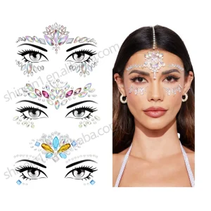 Temporary Tattoo Jewel Face Gems Self Adhesive Glitter Rhinestone Crystal Face Jewels for Women