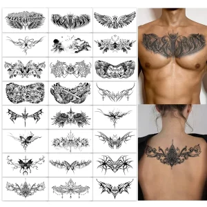 Temporary Tattoo Semi Permanent Tattoo Waterproof Sweatproof Last for 2 Week Realistic Herbal Anti Friction Tattoo for Chest
