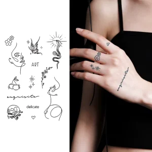 Temporary Tattoo Semi Permanent Tattoo Waterproof Sweatproof Last for 2 Week Realistic Herbal Anti-friction Tattoo for Arm Body