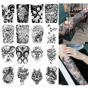 Temporary Tattoo Semi Permanent Tattoo Waterproof Sweatproof Last for 2 Week Realistic Herbal Anti friction Tattoo for Arm Leg