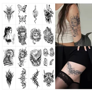 Temporary Tattoo Semi Permanent Tattoo Waterproof Sweatproof Last for 2 Week Realistic Herbal Anti friction Tattoo for Arm Leg