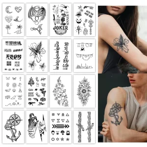 Temporary Tattoo Semi Permanent Tattoo Waterproof Sweatproof Last for 2 Week Realistic Herbal Anti-friction Tattoo for Arm Leg