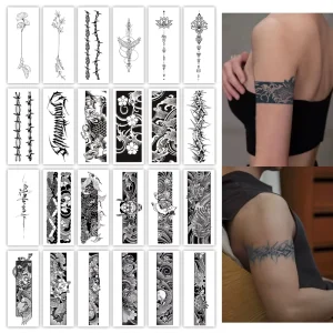 Temporary Tattoo Semi Permanent Tattoo Waterproof Sweatproof Last for 2 Week Realistic Herbal Anti friction Tattoo for Arm Ring