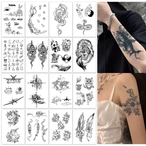 Temporary Tattoo Semi Permanent Tattoo Waterproof Sweatproof Last for 2 Week Realistic Herbal Anti-friction Tattoo for Leg Arm