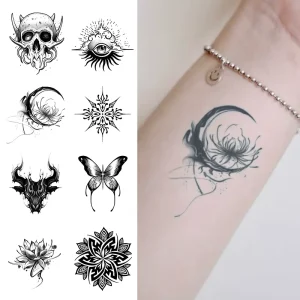 Temporary Tattoo Set Semi Permanent Tattoo Waterproof Sweatproof Last for 2 Week Realistic Herbal Anti Friction Tattoo for Arm