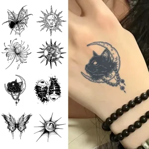 Temporary Tattoo Set Semi Permanent Tattoo Waterproof Sweatproof Last for 2 Week Realistic Herbal Anti friction Tattoo for Arm