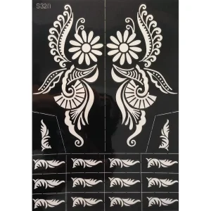 Temporary Tattoo Stencil Template 4 Large Sheets Henna Designs Eco friendly Non Toxic Set