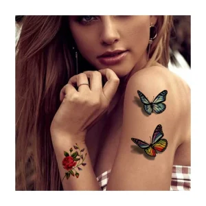 Temporary Tattoo Sticker 6X6cm Flower Butterfly Temporary Tattoo Sticker