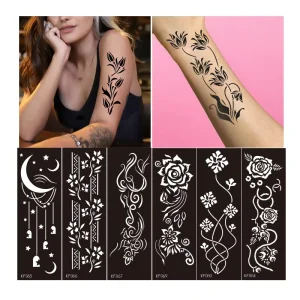 Temporary Tattoo Sticker Henna Indian Sexy White Paper Face Non Toxic Waterproof Eco Friendly Tattoo Template for Body