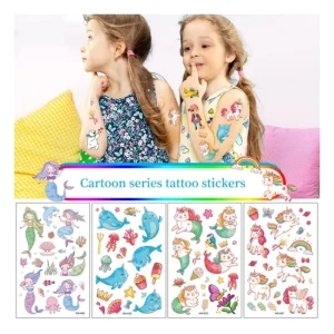 Temporary Tattoo Sticker Non-toxic Cute Cartoon Dinosaur Fairy Shark Face Small 120x76mm PET Film Kids Beautiful Body