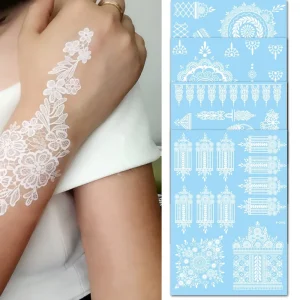 Temporary Tattoo Sticker White Lace Tattoo Sticker Waterproof Long Lasting