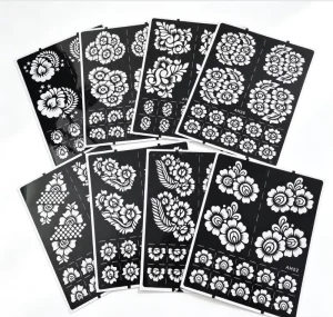 Temporary Tattoo Stickers PVC Material High Quality Bridal Henna Mehndi Designs for Hand & Foot Body Art Airbrush Stencil