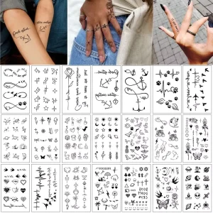 Temporary Tattoo Stickers for Women Black Heart Butterfly Floral & Celestial Waterproof Tattoo Waterproof Sticker