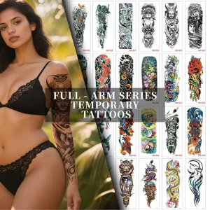 Temporary Tattoo Water Transferable White Paper Sexy Body Application Stickers Large Size Full Arm Waterproof Adult Men Women