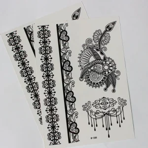 Temporary Tattoo Women Black Henna Jewel Lace Sexy Neck Collar Arm Body Flower Decoration Sticker