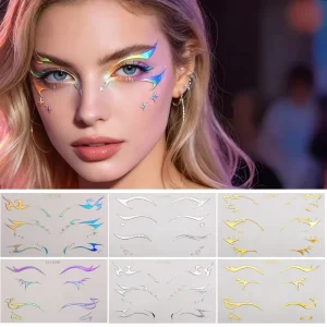 Temporary Tattoos Paper Gold Stamping Dance Cosplay Stickers for Halloween Face & Body Prop Accessories