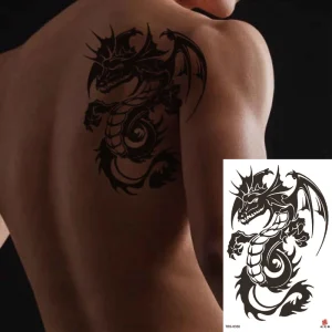 Temporary Tattoos for Men and Women White Paper Tribal Dragon Tattoo Stickers Water-Resistant Large Arm and Face Tattoos