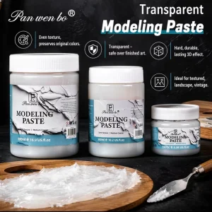 Textured 3D Art Transparent Gel Modeling Paste 17.6 OZ Acrylic Transparent Modeling Paste for Enhances Sculptures Material