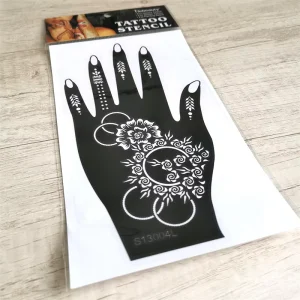 The Hand and Finger Henna Tattoo Stickers Mesh Hollow Template for Body Color Painting with Henna Paste for Tattoo Art
