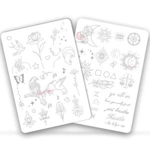 Tiny Tattoo Practice Skin Pre Printed Fine Line Tattoo Design Pad with 50 Stencils Pattern for Women Body Tattoo Practice