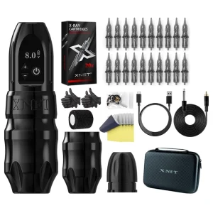 Titan Powerful Coreless Motor LED Display Professional Wireless Rotary Tattoo Machine Kit With Cartridge Needle